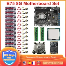 Placa base B75 BTC para minería, conjunto de 12 PCI-E a USB3.0 DDR3 LGA 1155 MSATA CPU VER010-X 009S PLUS PCIE Riser Card Bitcoin Miner Rig