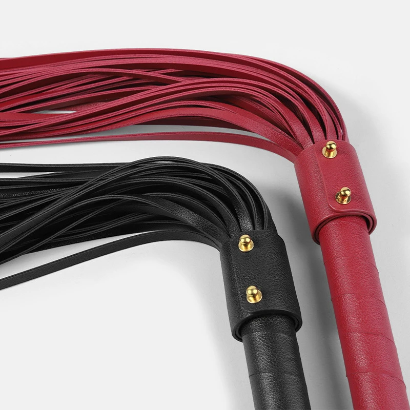 60CM PU Leather Horse Whip,Handmade Suede Flogger Bull Whip Cowhide Horse Riding Whip Handle with Iron Hoop 4
