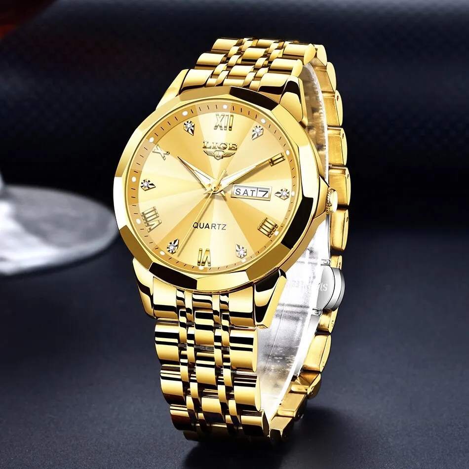 LIGE New Quartz Watch For Men Top Luxury All Steel Design Fashion Business Wristwatch Men Waterproof Watches Man Montre Homme