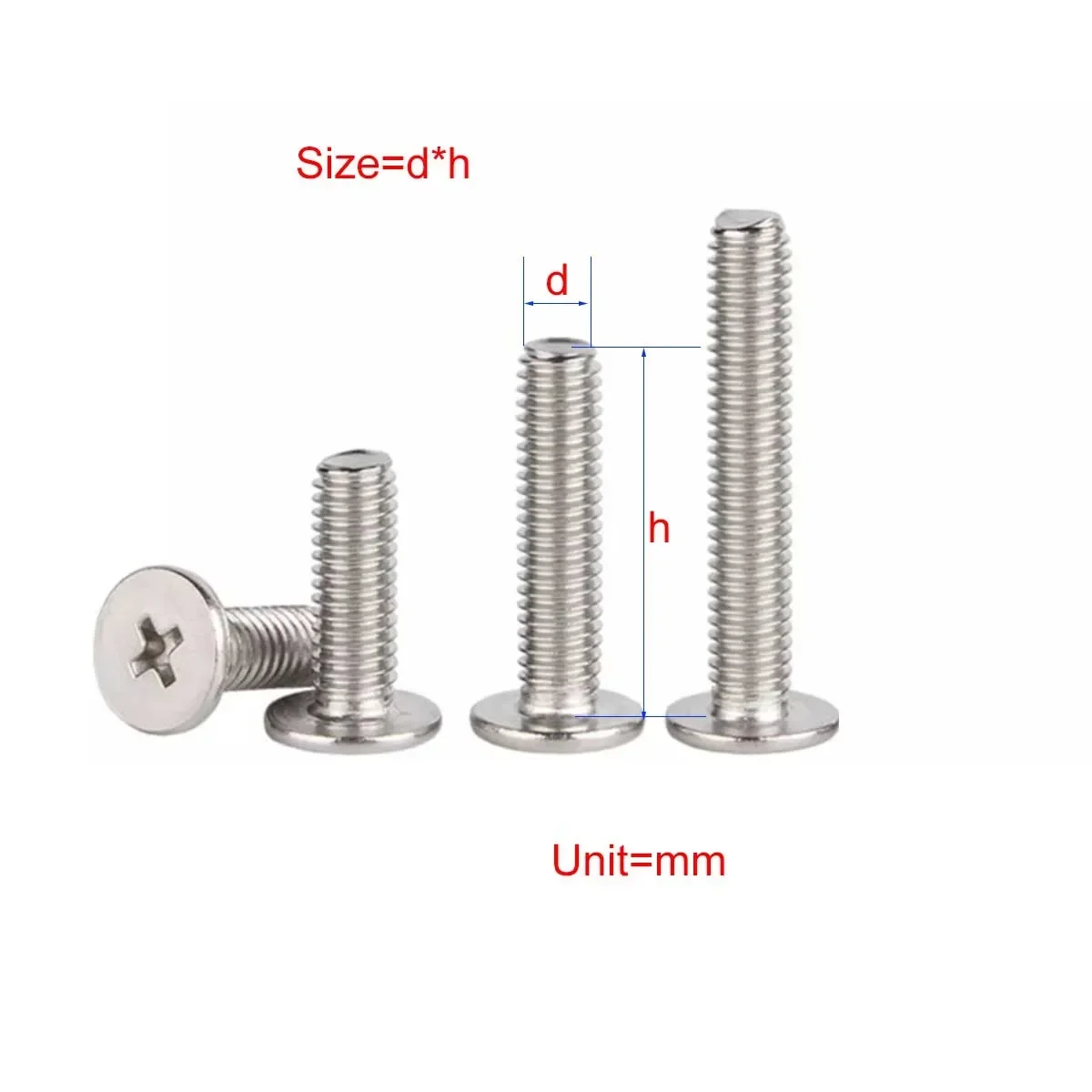 304 Stainless Steel Thin Head Large Flat Head Screw Cross Flat Head Machine Thread