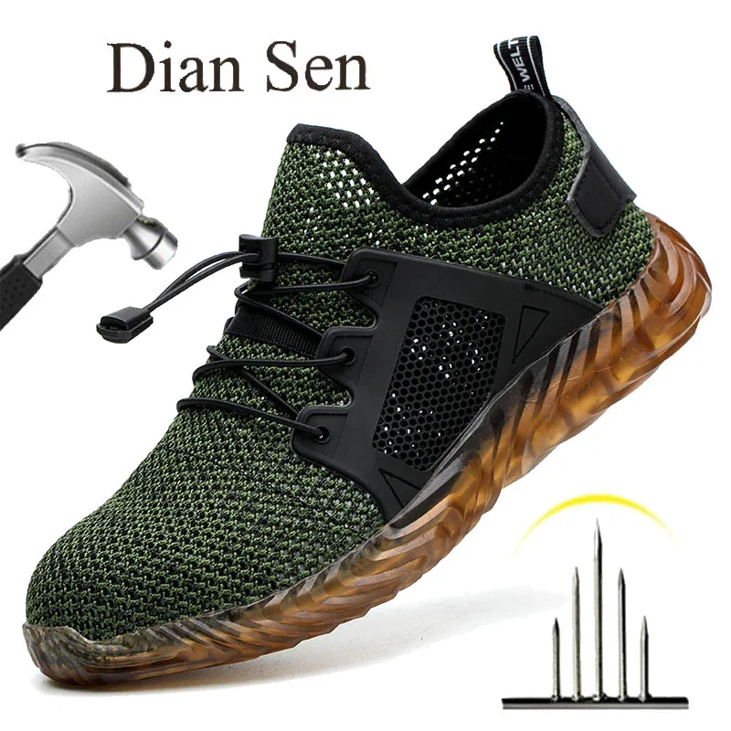 Diansen Breathable Safety Shoes Men Women Indestructible Construction Work Sneakers Puncture-Proof Steel Toe Work Boots Size 50