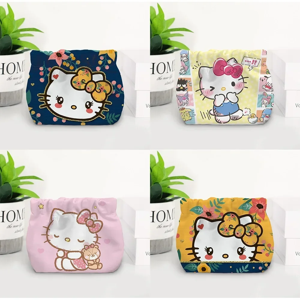 

Sanrio Hello Kitty Cat Small Coin Bag Drawstring Bag Makeup Key Lipstick Storage Bag Children and Girls Cartoon Printing Purses