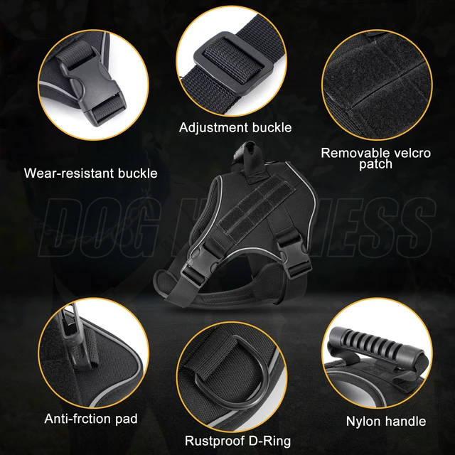 Tactical Dog Harness Pet Doberman Pinscher Pet Training Vest Dog Harness for Small Medium Large Dogs Explosion Proof 3