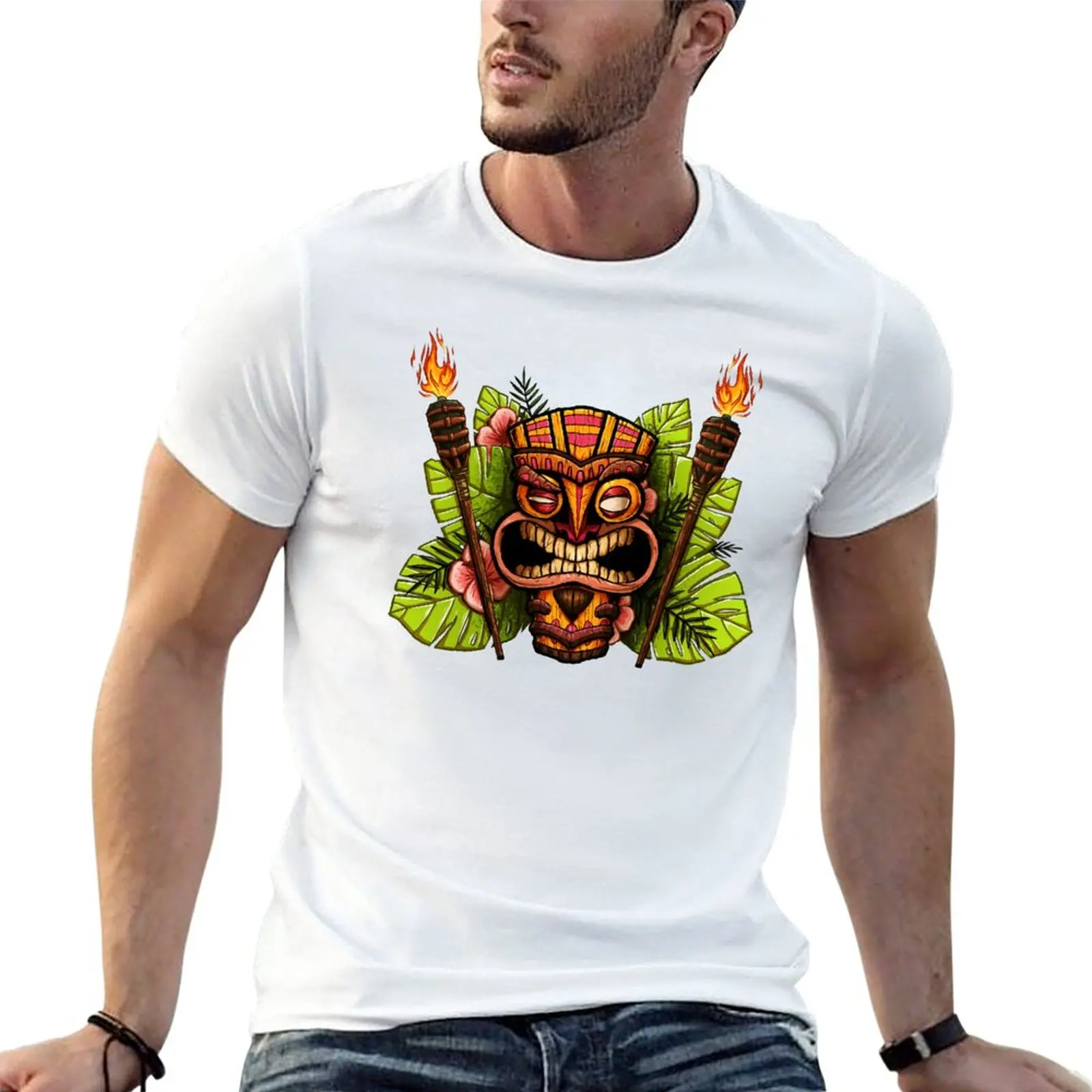 

Tiki Mask T-Shirt quick drying t-shirt heavyweight t shirts mens t shirt graphic