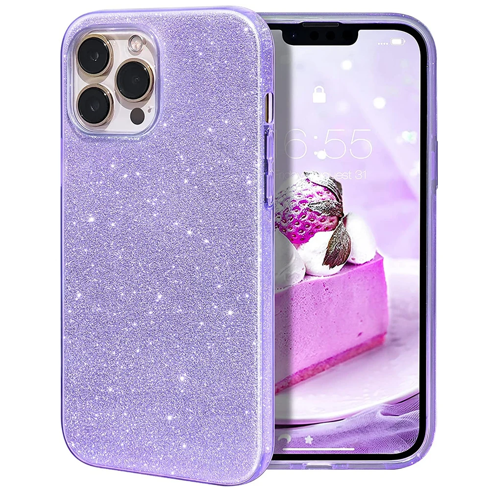 Hython Funda para iPhone 14 Pro Max con purpurina, bonita funda  transparente con purpurina brillante, antiarañazos, policarbonato duro,  ajuste