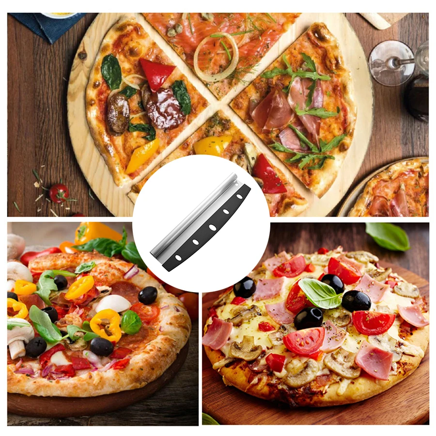 1PC stainless steel pizza shaker With knife sheath Multi-function pizza cutter Nougat cake curved dough hob spatula pizza cutter