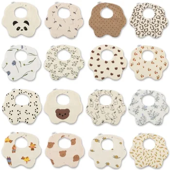 코튼 아기 용품, 360 도 코튼 아기 턱받이, 신생아 어린이 거즈 만화 방수 드롤 타올 상품 이미지