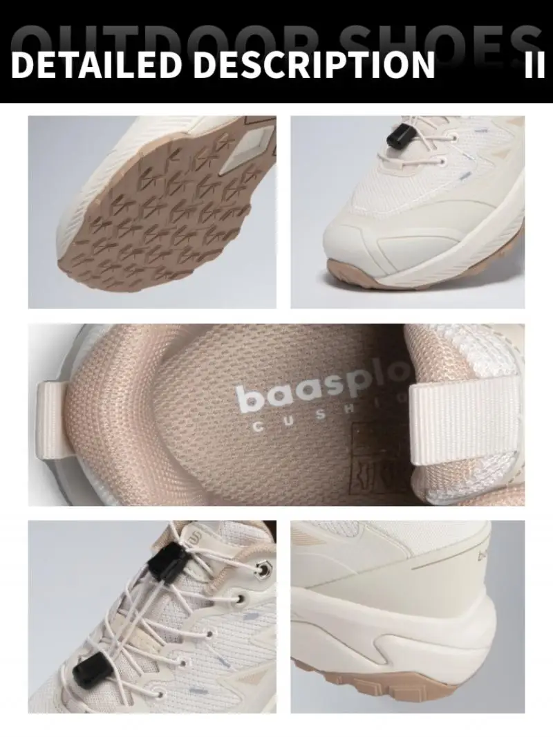 Baasploa Women Hiking Shoes Outdoor Climbing Breathable Anti-slip Sneakers Female Lightweight Mesh Elastic Buckle Walking Shoes