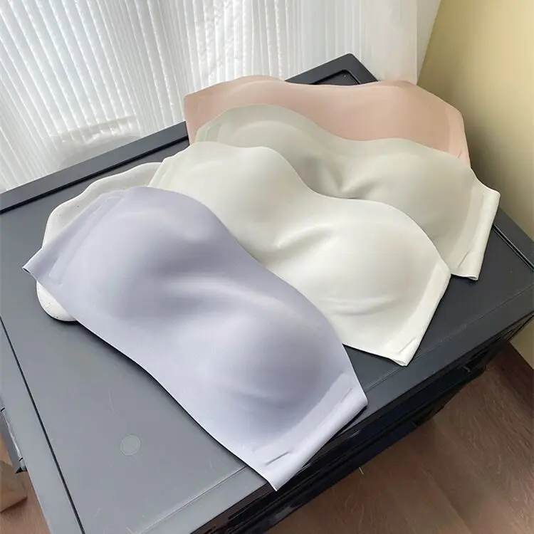 Women Seamless Tube Strapless Bra Chest Wrap Bandeau Wireless Breathable Underwear Tops Non Slip Invisible Bralette Push Up Bras 5