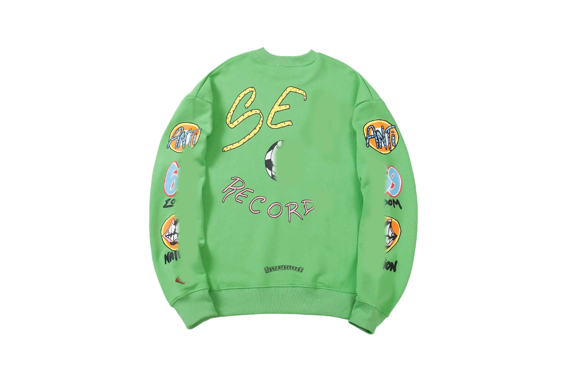 

2024 Hot Fashion Chrome Hearts Fall and Winter Horseshoe Graffiti Green Pullover Round Neck Sweatshirt Trendy Loose Versatile