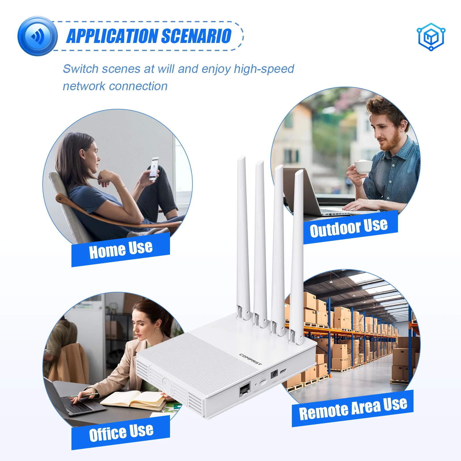 Comfast Mini 4G LTE Router WiFi6 300Mbps Wireless Router Modem Type-C/DC Power 4 Antennas SIM Card Hotspot Router EU Plug - 5