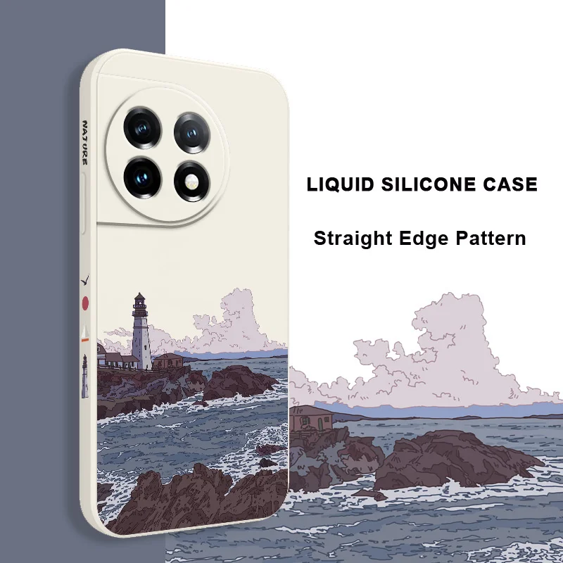 Wave Lighthouse Liquid Silicone Phone Case Cover