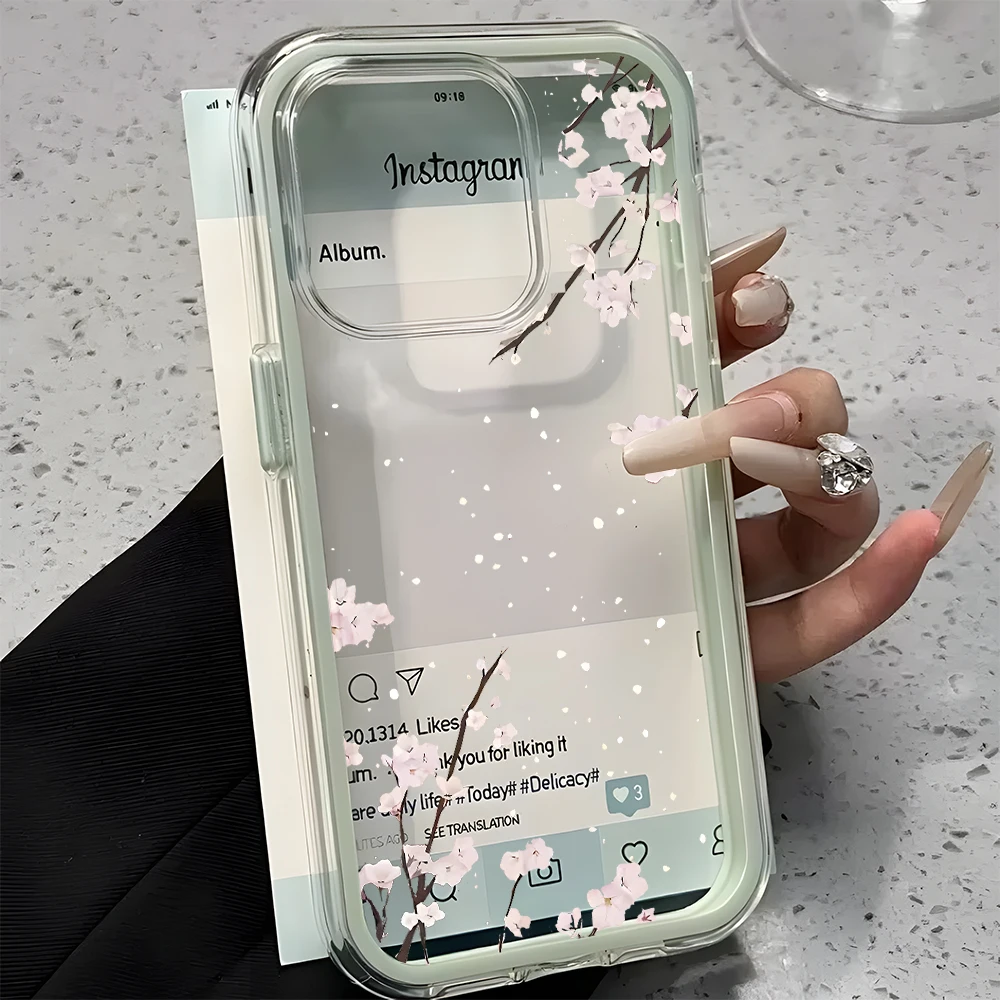Cherry Blossom Pattern 2-in-1 Clear Phone Case Cover