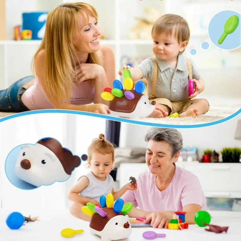 IPlay, ILearn Fine Motor Toys For Toddlers 1-3, Baby Hedgehog Montessorri Learning Set, Educational Counting Sorter Toy, Development Infant Gifts 9 12 18 Month 1 2 3 Year Old Boys Girls Kids Babies