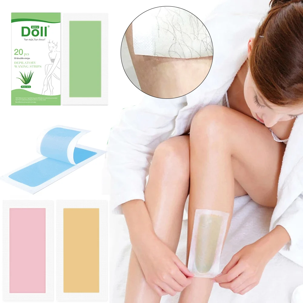 

20PCS Professional Hair Removal Wax Strips Body Epilation Depilatory Double Sided Cold Wax Paper Non Woven Skin Care Body Beauty