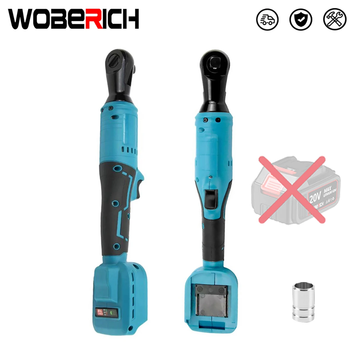 

1/2 Inch Cordless Electric Wrench 150Nm Right Angle Ratchet Wrenches 18V Rechargeable Car Repair Tool Set（No battery）