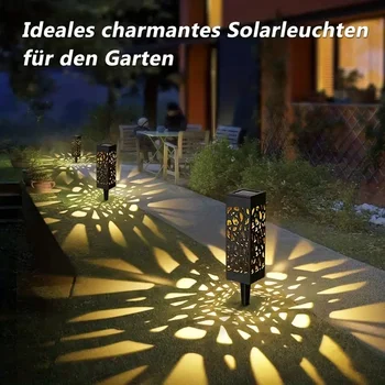 6PCS Solar Powered LED Garden Stake Lights Decorative Hollow-Out Lawn Lamps, Waterproof Outdoor Landscape Lighting 400mah 2