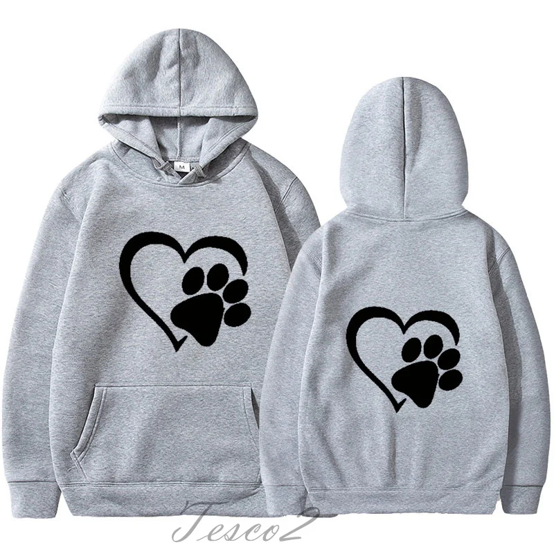 Tesco Spring Hooded For Women Cat Scratch Heart Print Sweatshirts For Valentine's Day Wear Couple Pullovers Women's Clothing