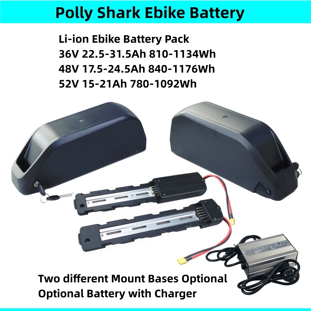 Ebike Battery 48V 20Ah 24.5Ah 52V 21Ah 36V 31.5Ah Jumbo Shark Polly Mountain Bike Fat Bike Battery 250w 500w 750w 1000w 1500w