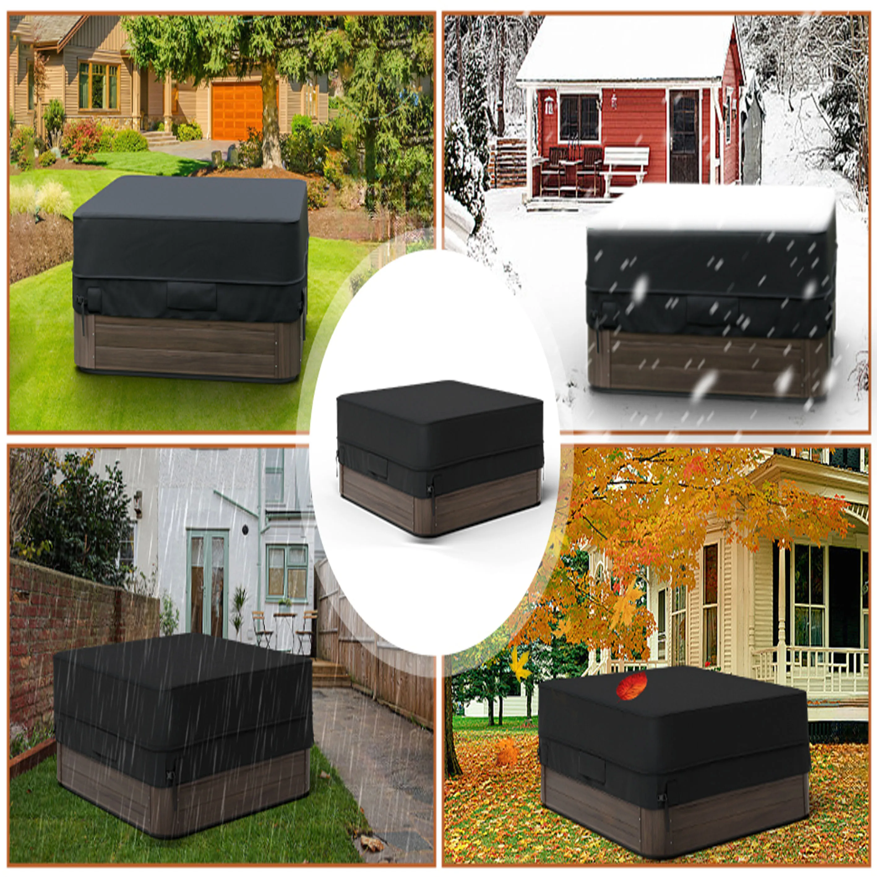 600D Oxford Hot Tub Dust Cover Cap swimming pool Waterproof Anti-UV Outdoor Warm Spa Hotspring Anti-Fall Leaves Snow Dust Cover 6