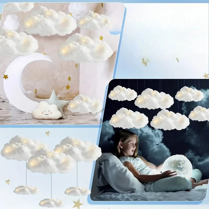 White Fluffy Cloud Decor for Wedding Christmas DIY Hanging Props Home Wall Decoration