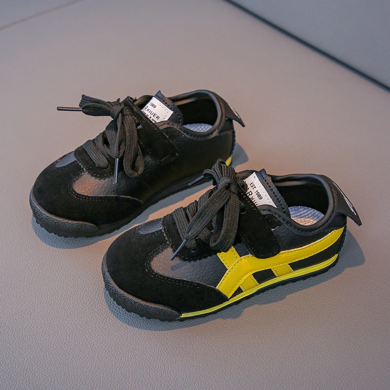 Spring Autumn New Children's Sports Board Shoes Soft Sole Retro Boys Girls Anti Slip Mesh Colored Casual Shoes Yellow, green