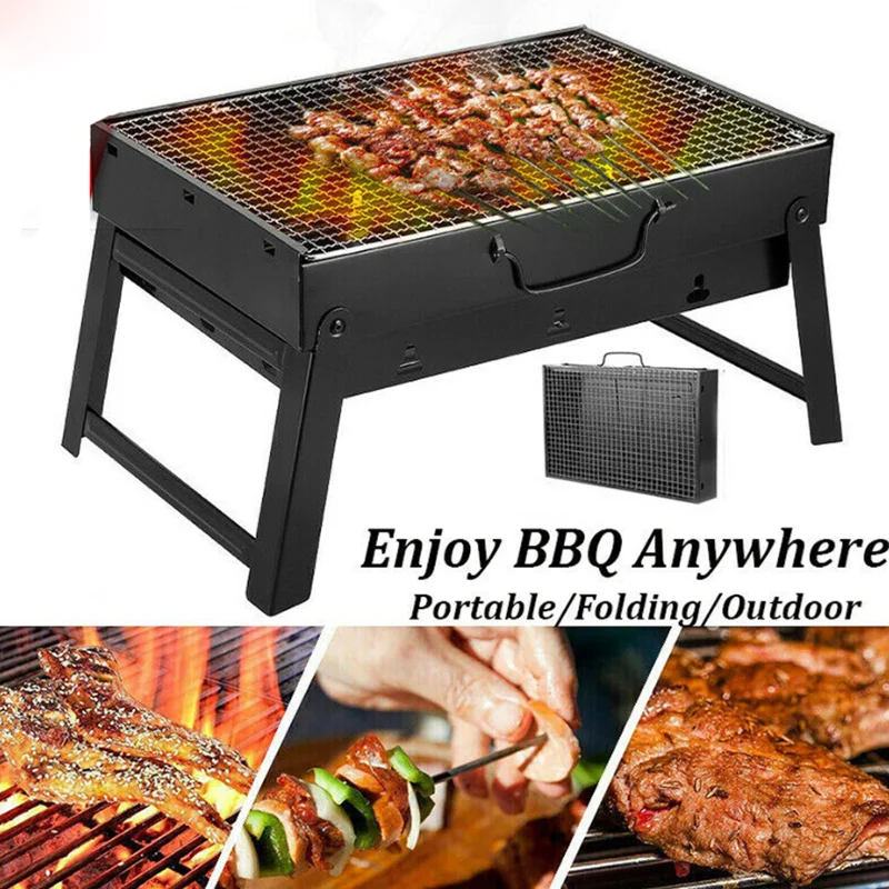 Mini Parrilla de acero inoxidable para barbacoa al aire libre, soporte  plegable portátil para asar carne, herramientas para acampar, fiesta y  cocinar - AliExpress