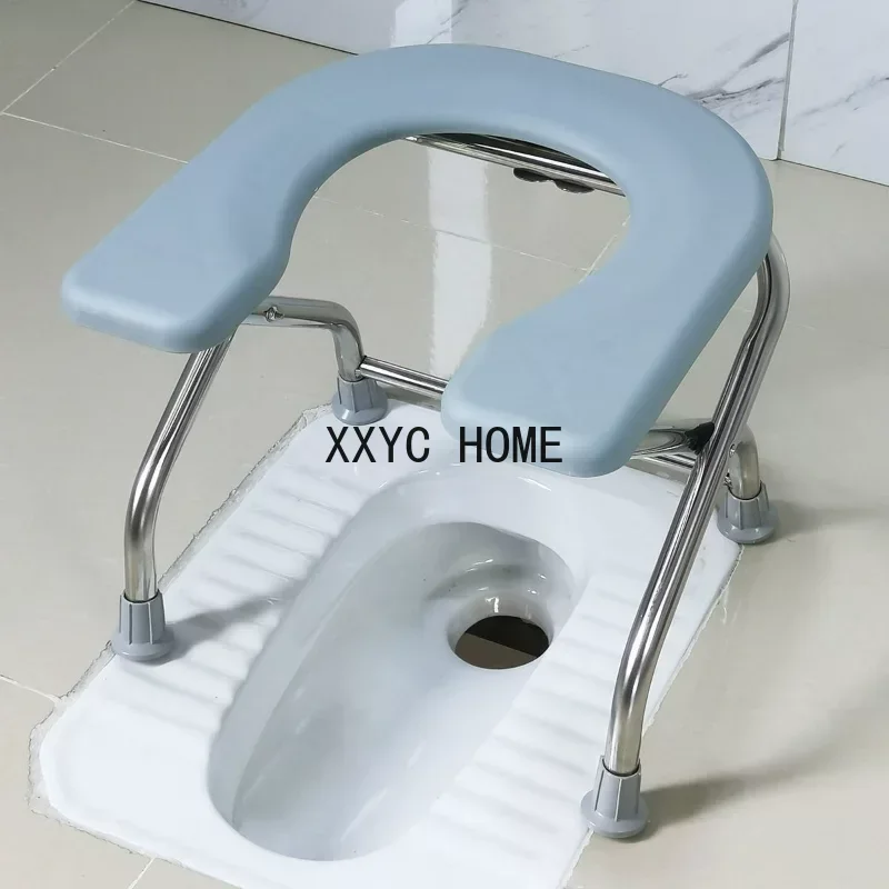 

Pregnant Women Elderly Toilet Stool U Design Bathroom Chair Folding Stainless Steel Bath Seat Stable Anti-skid Toilet Foot Rest