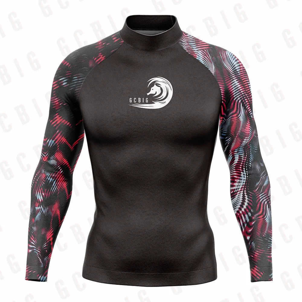 Surfing Swimming Diving T-Shirts Tight Long Sleeve Rash Guard Swimwear Men's Protection Surf Clothing Beach Quick-Dry Tops