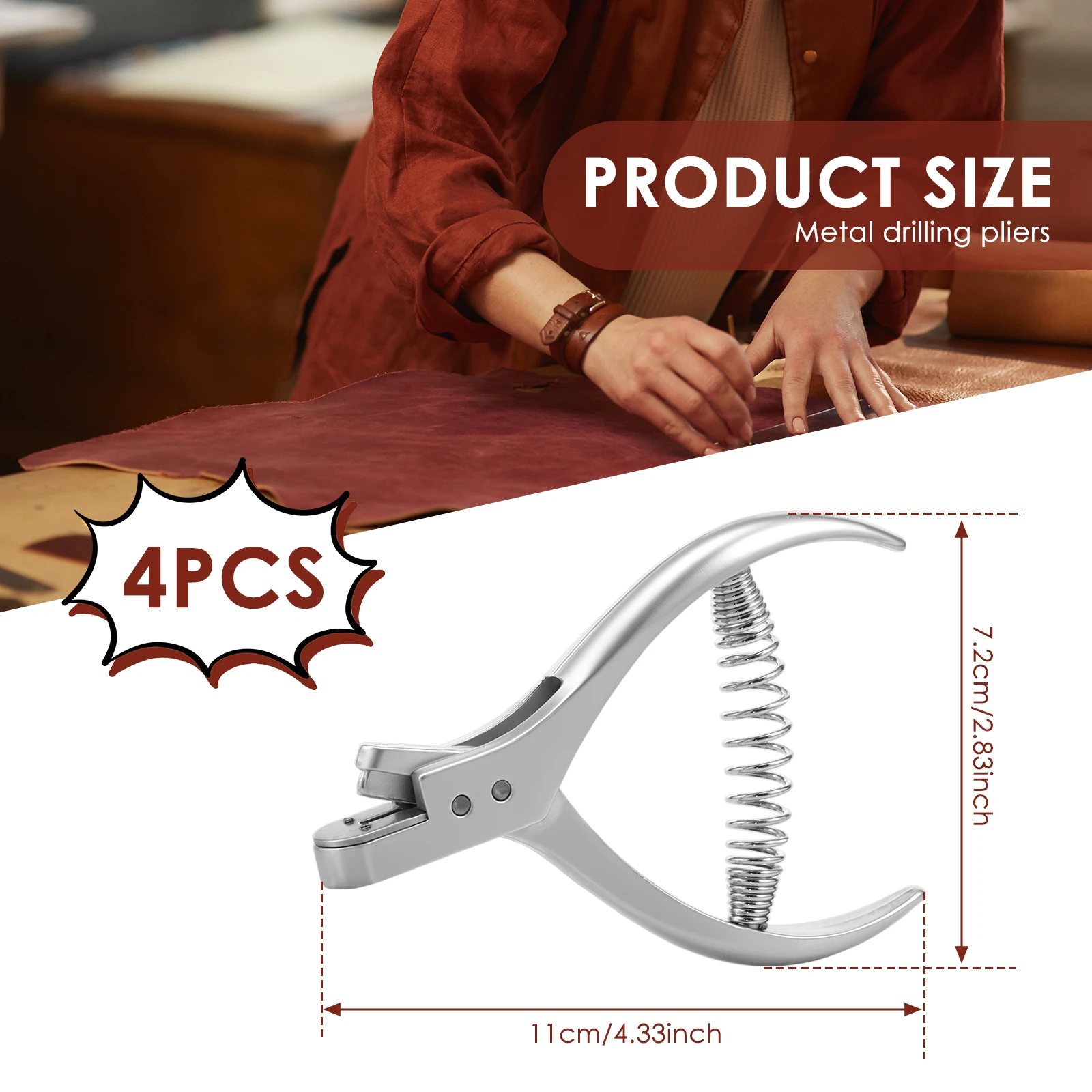 4Pcs Metal Sewing Pliers Comfot Grip Cutter Sewing Pliers Punch Tool Marker for Cloth Pattern Cutting Sewing Pliers Tailors