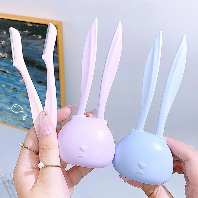 Karsyngirl 2Pcs/set Cute Rabbit Shape Eyebrow Trimmer Facial Hair Remover Eyebrow Lip Razor Eyebrow Trimmers Beauty Makeup Tool 2