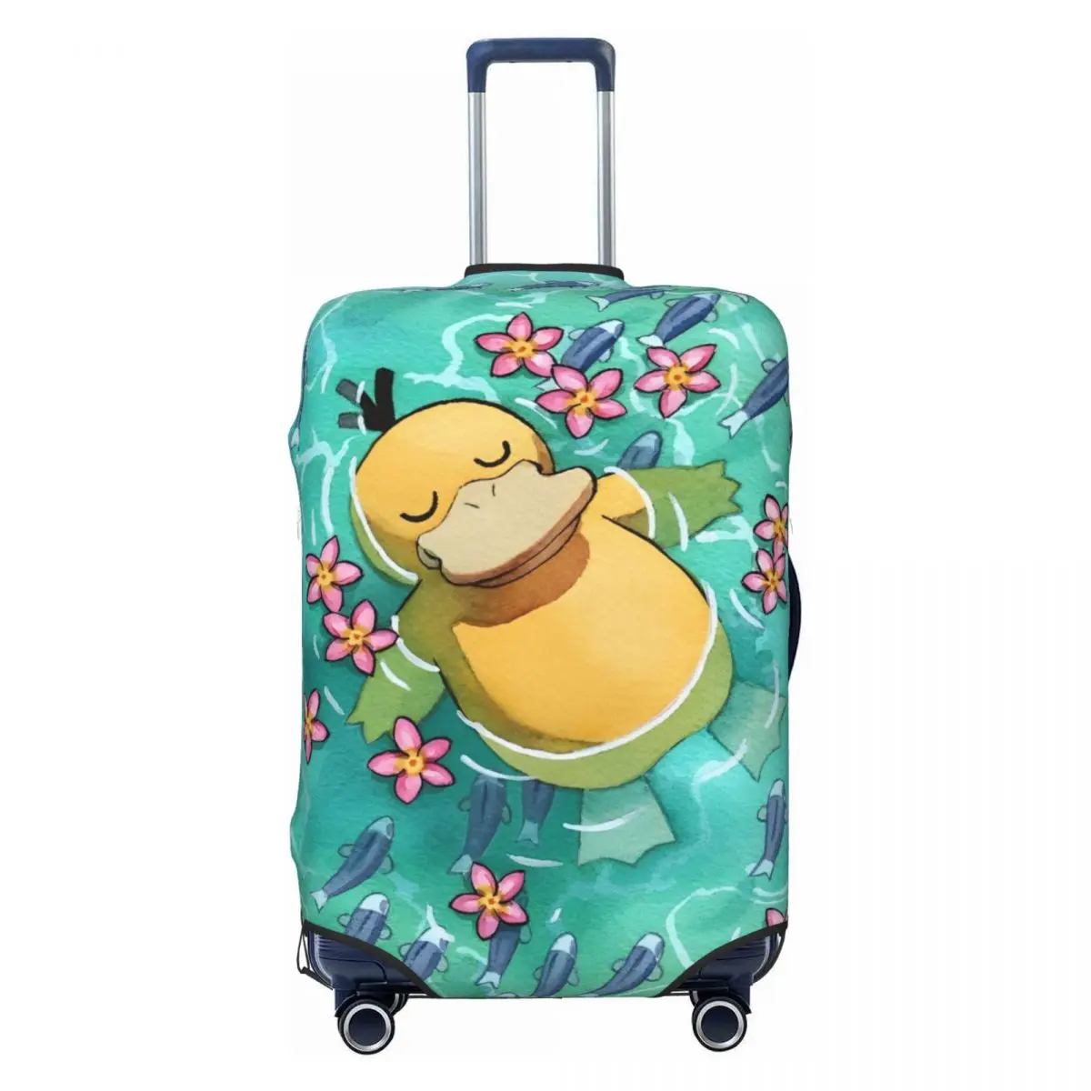Game Pokemon Psyduck Printed Suitcase Cover Vacation Business Useful Luggage Supplies Protection 2