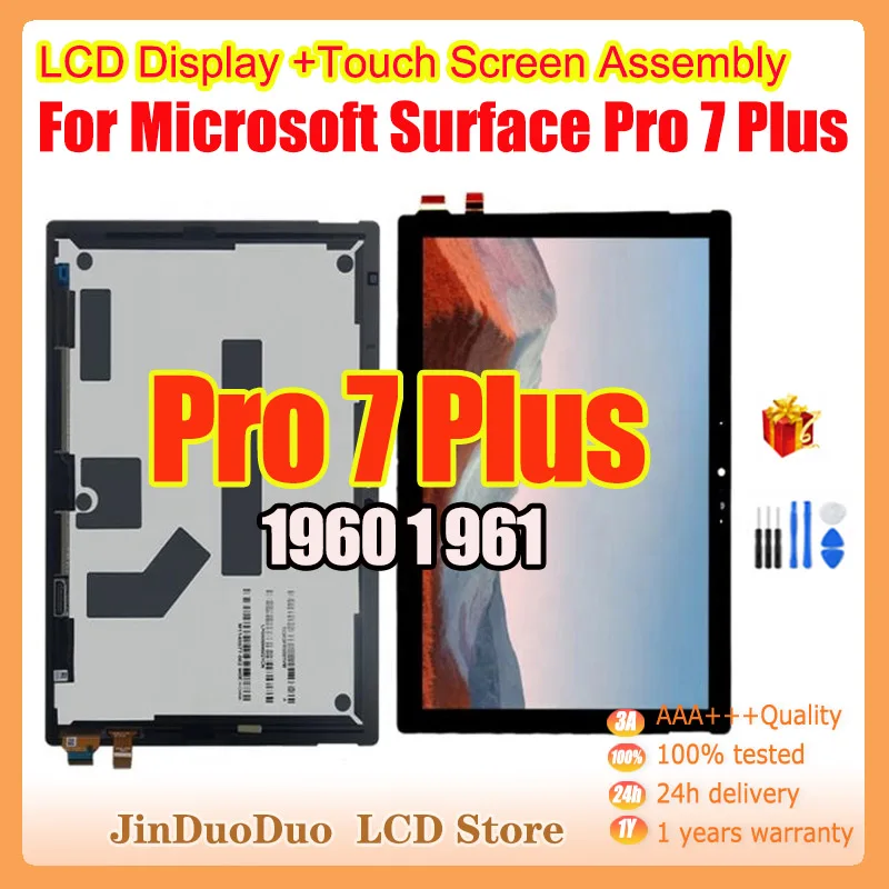12.3Original For Microsoft Surface Pro 7 Plus LCD Display Touch Screen Digitizer For Microsoft Surface Pro 7 Plus 1960 1961 LCD
