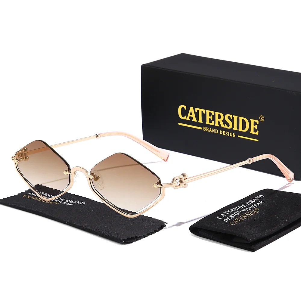 CATERSIDE Modische Metallische Unisex Prismatische Halbrahmen-Sonnenbrille UV400 Trendiges Personalisiertes Design Sonnenbrille Ideale Geschenke – Detail 9