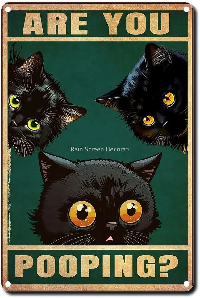 

Tin Sign Funny Black Cat Decoration Vintage Bathroom and Tub Metal Tin Sign Decor Black Cat Lovers Vintage Metal Tin