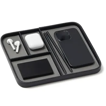 Vassoio portaoggetti in pelle, organizer da scrivania/comodino per telefono, orologio, chiavi, gioielli, stile minimalista europeo, decorazione per casa e ufficio
