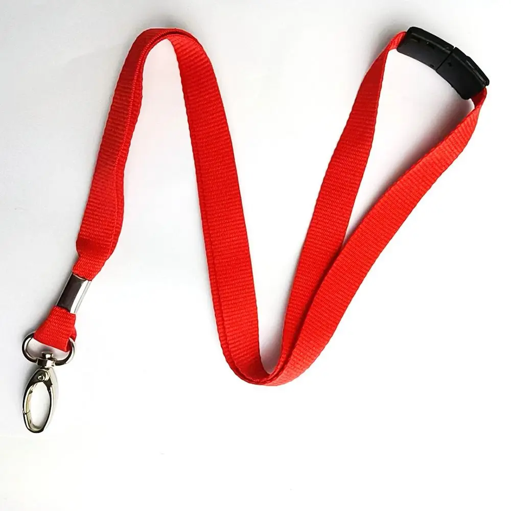 Solid Color Safety Break Metal Clip Lanyard with Lobster Clasp for ID Card Holder (90 cm Length)