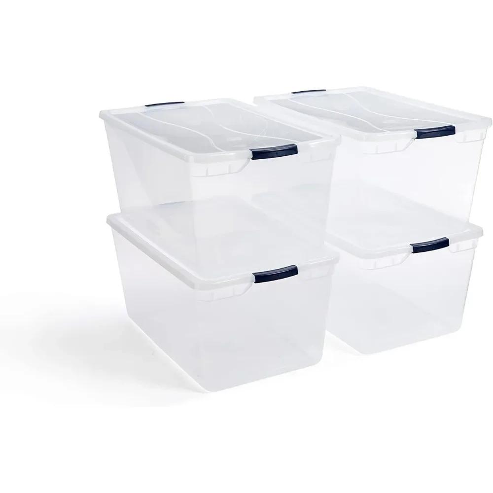 

Plastic Storage Box Large Cleverstore Clear Plastic Storage Bins With Lid 95 Qt-4 Pack Boxes Home Organization Garden