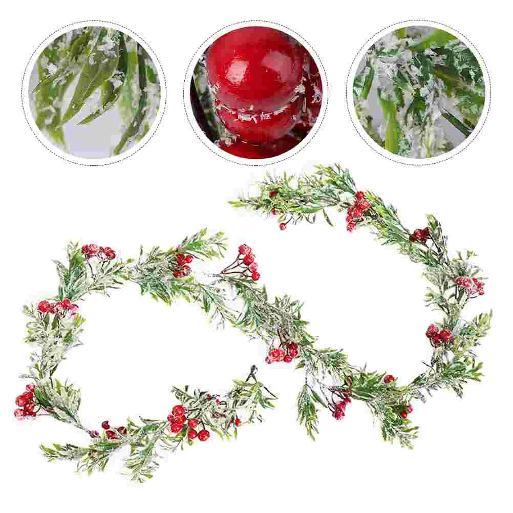 

Red Berry Christmas Garland Artificial Berry Rattan Wreath Hanging String Wire Vine for Indoor Outdoor Home Fireplace Winter