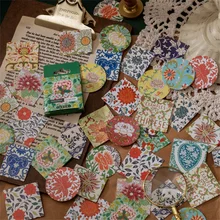 

46pcs Vintage Flowers Series Stickers Diary Photo Album Hand Account Scrapbooking Sticker Flacks Stationery School Supplies