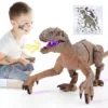 RC Dinosaur, Remote Control Dinosaur, Jurassic Velociraptor Toys with 50 Sheets Dinosaur Stickers, Walking Sounds Mode 1