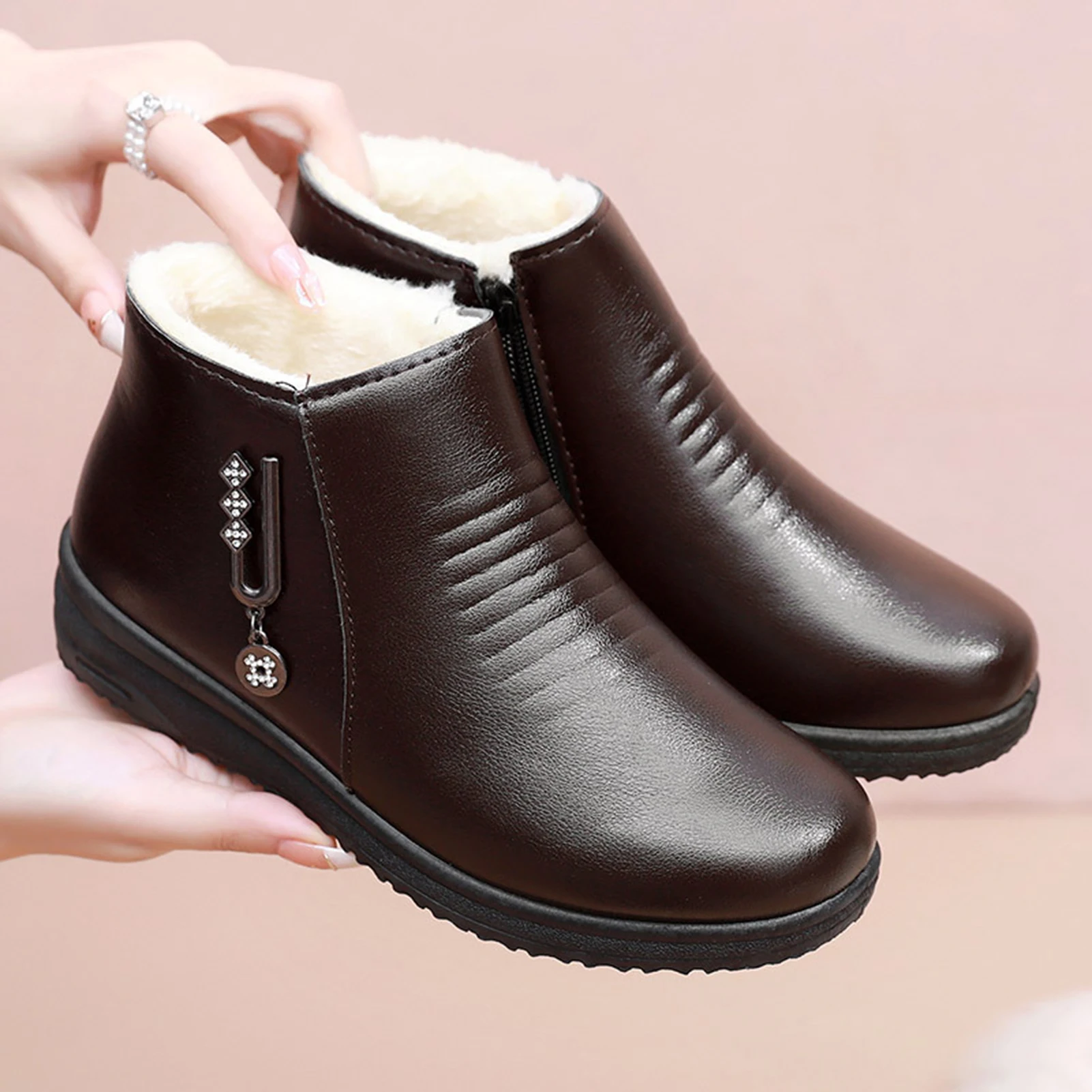 Women's Cozy Waterproof Ankle Booties - Perfect for Winter & Holiday Gifts
