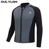 Oulylan Men's Split Long Sleeve Surf Snorkel Top Jacket 2mm Neoprene Wetsuit Warm Water Sports Surf Diving Swimming 1