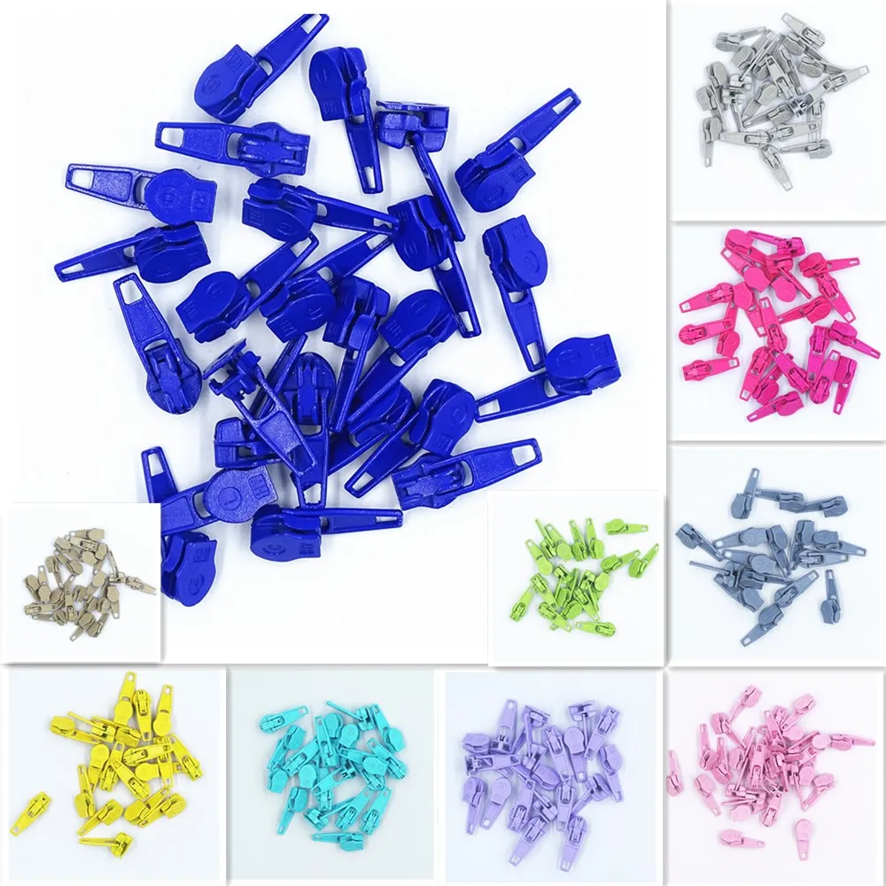 3# Nylon Coil Auto Lock Zipper Puller DIY Sewing Tool 20 Colors 20Pcs zipper pullers zipper sliders zipper heads zipper accessories