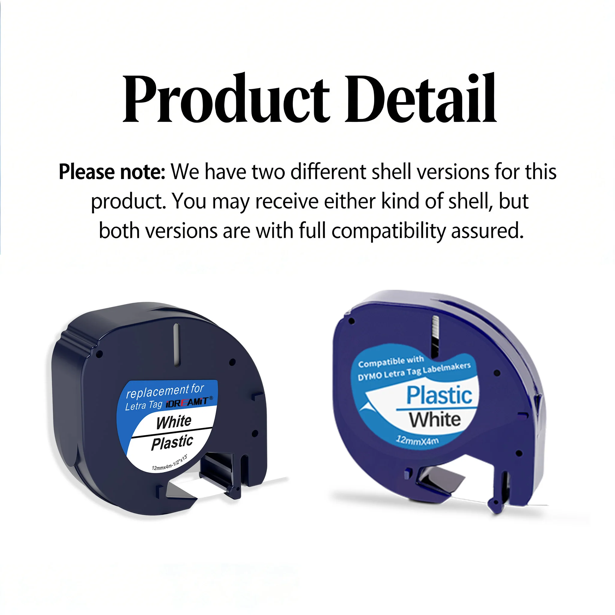 5PK 10PK 호환 Dymo LetraTag 리필 91200 91201 91331 12mm 흰색 플라스틱 라벨 테이프 LT-100H 1/2