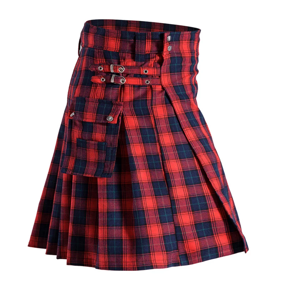 

St. Patrick's Day Costume Irish Plaid Kilt Contrast Color Scottish Skirts for Men Casual Shorts Skirt