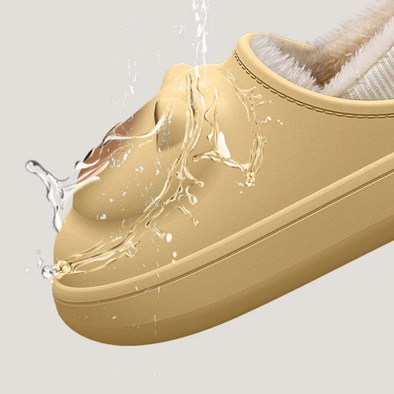 Lovely Cat Bag Heels Cotton Slippers for Women Indoor Waterproof Non Slip Plush Slides Woman Home Thick Sole Cotton Slippers