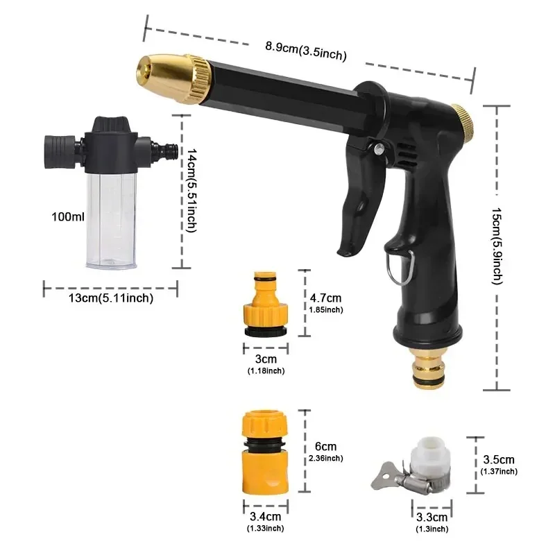 Pressure Washer Gun SEAMETAL-Pistolet nettoyeur haute pression canon &agrave; mousse arroseur de jardin pulv&eacute;risateur livres de voiture kit d'outils