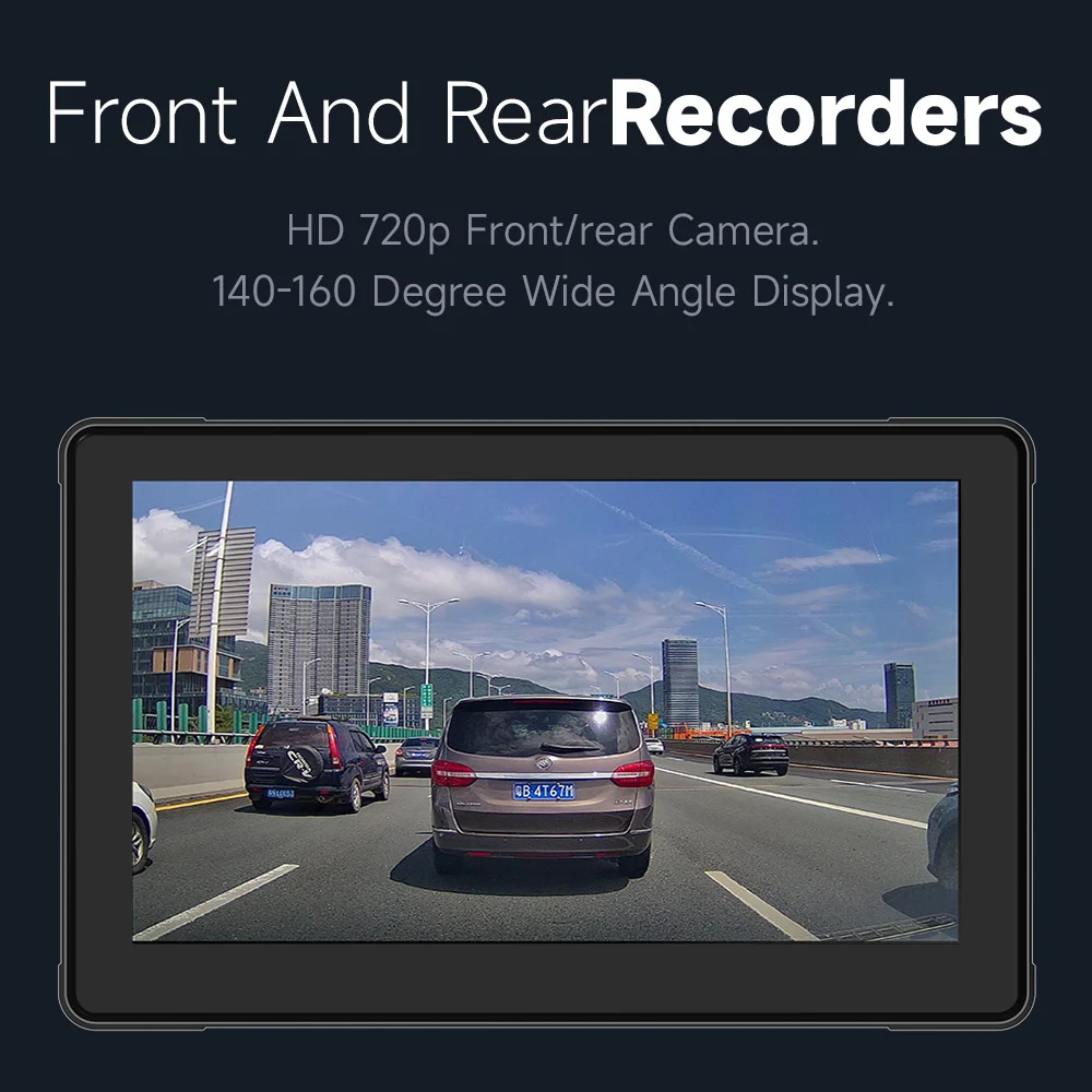 Motorcycle Navigation Display 7" Multimedia Player GPS Recorder Wireless CarPlay Android Auto IP67 Waterproof Screen Bluetooth