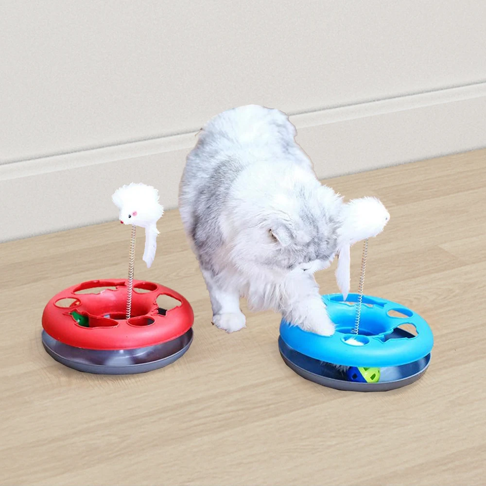 HOOPET Interactive Toys for Cats Indoor Kitten Rotating Toys Funny Exercise  Tower Boredom Turntable Teaser Plume Cat Durable Toy - AliExpress